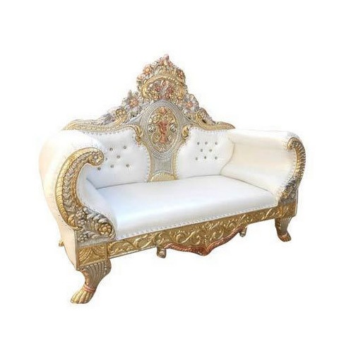 Maharaja 2 Seater Sofa Set with Gold Finish - rear_view