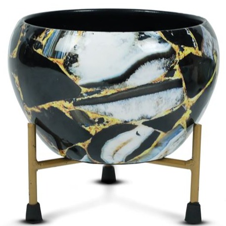 Black Marble Planter - rear_view