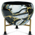 Black Marble Planter - rear_view