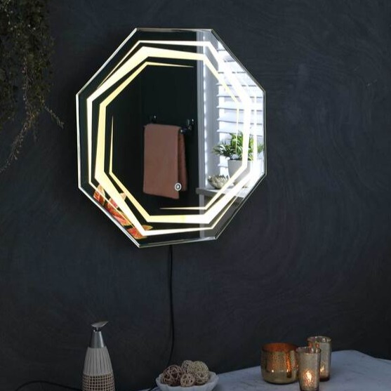 LED Octagon  Wall Mirror in Yellow Colour