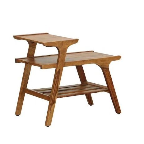 Bruns Solid Wood End Table In Rustic Teak Finish