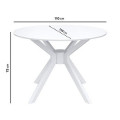 White Round Dining Table With 4 Mink Velvet Dining Chairs - front_view