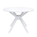 White Round Dining Table With 4 Mink Velvet Dining Chairs - rear_view