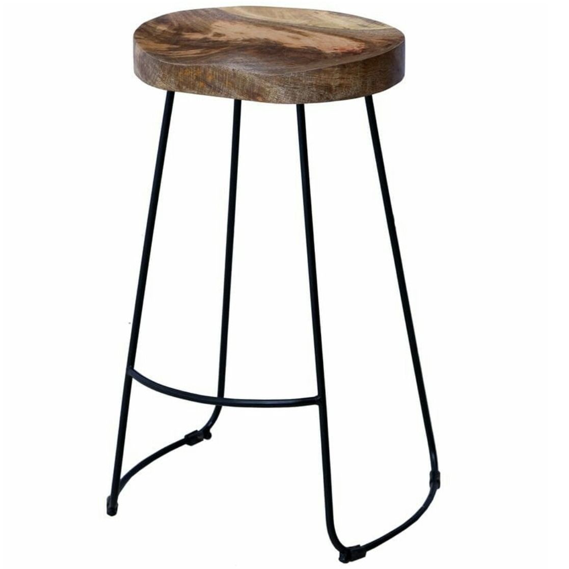 Stylish Wooden top Iron Bar Stool