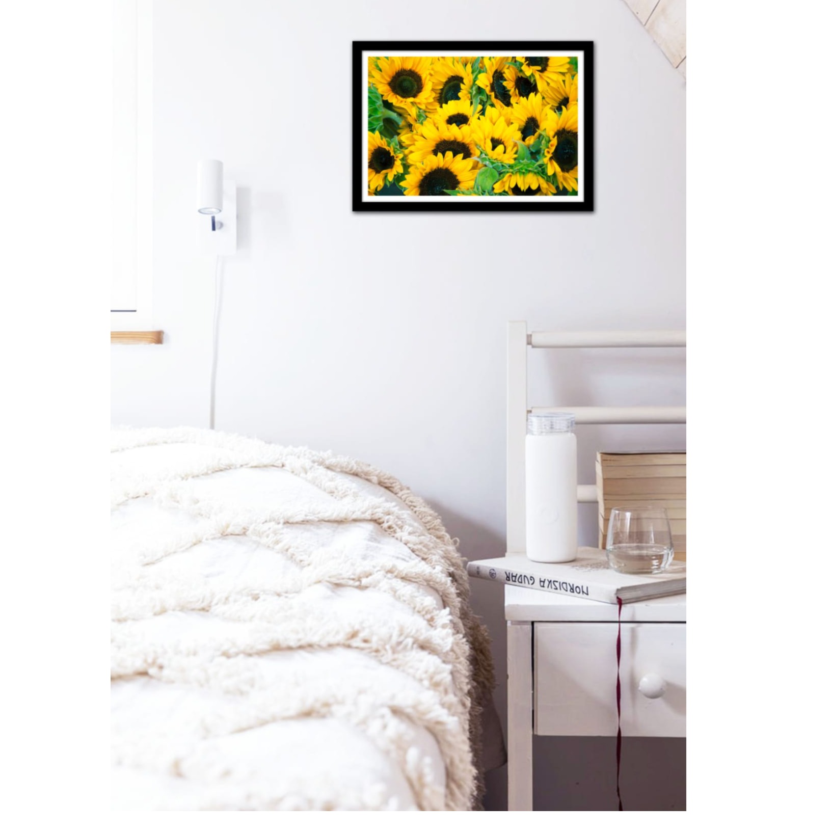 Sun Flower Glass Framed Wall Poster Large Size 13 X 19 INCHES - top_view