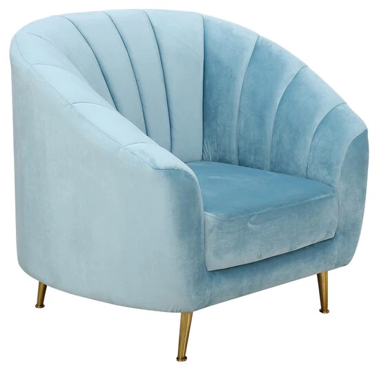 Nara 1 Seater Velvet Sofa In Sky Blue - front_view