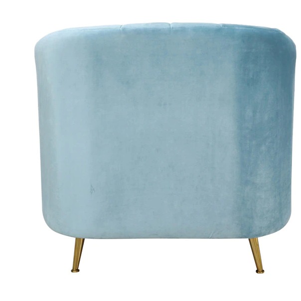 Nara 1 Seater Velvet Sofa In Sky Blue - rear_view