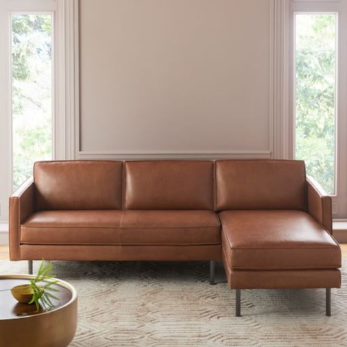 Brown Buff Leather 4-Seater Sofa