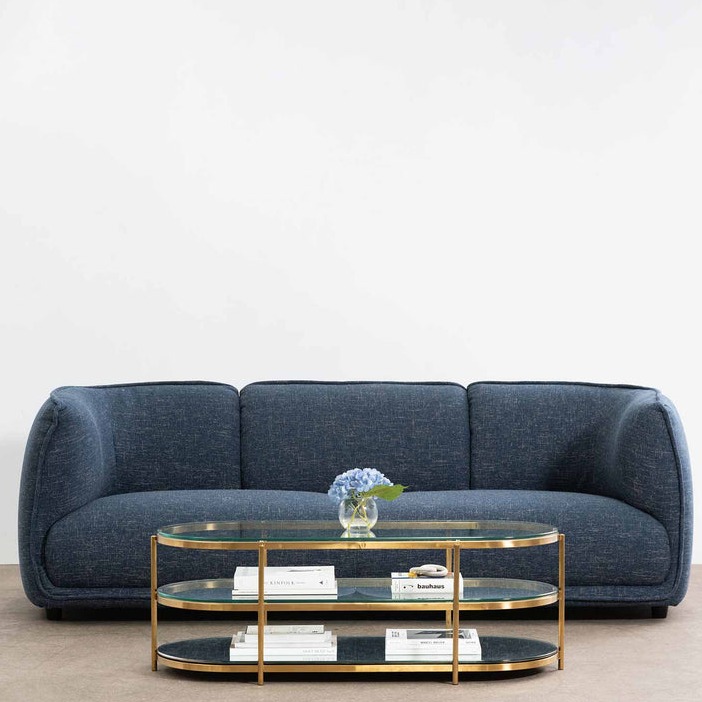 Fujairah 3 Seater Blue Sectional Sofa