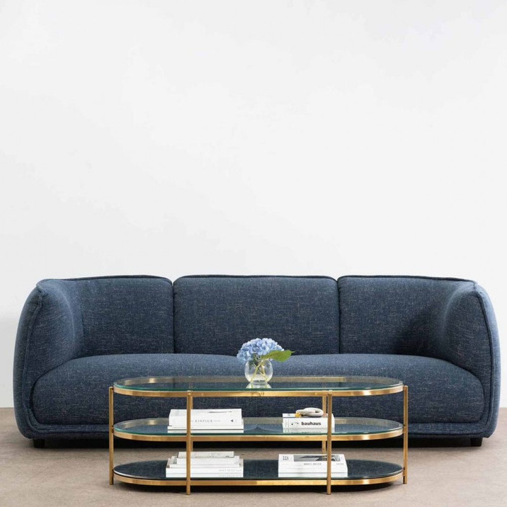Fujairah 3 Seater Blue Sectional Sofa - photo