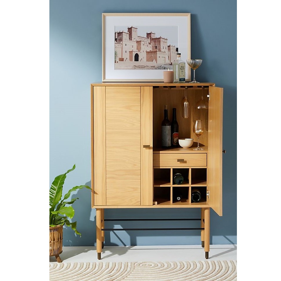 Contrasting Vertical Grain Bar Cabinet
