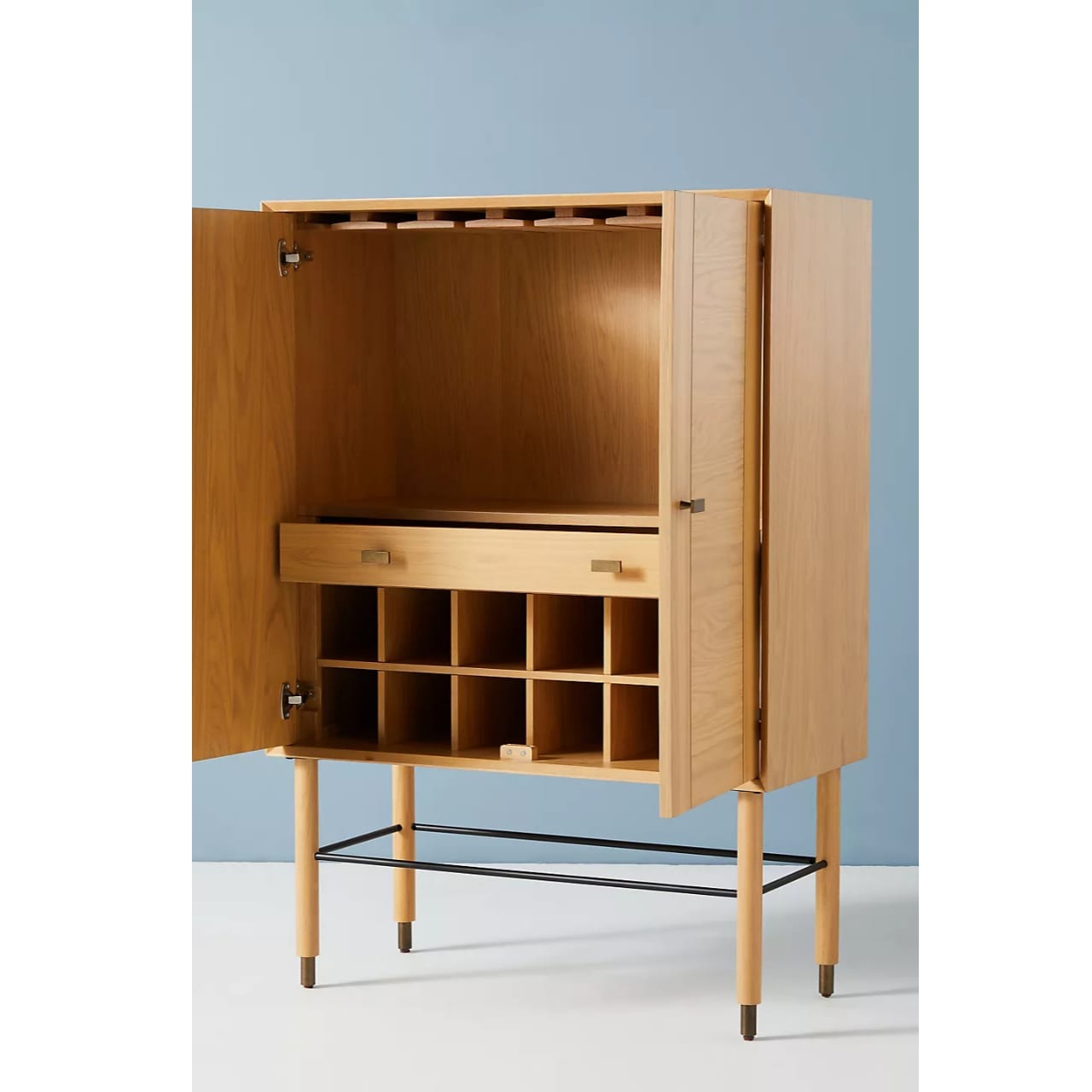 Contrasting Vertical Grain Bar Cabinet