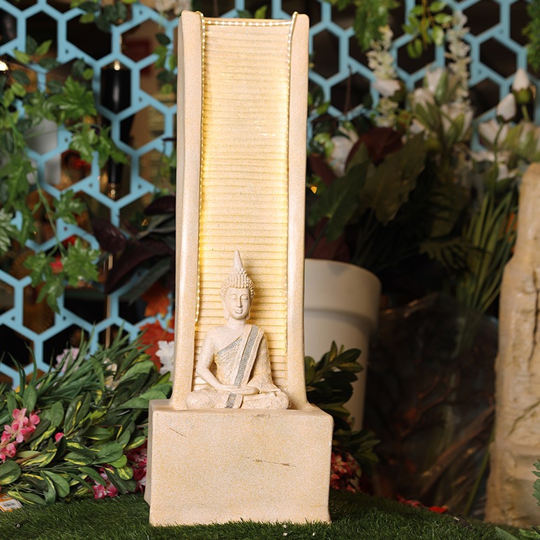 Elegant Cream Garden Buddha Water Fountain