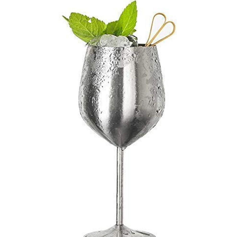 Stainless Steel Goblet Wine Glass (Set of 2).