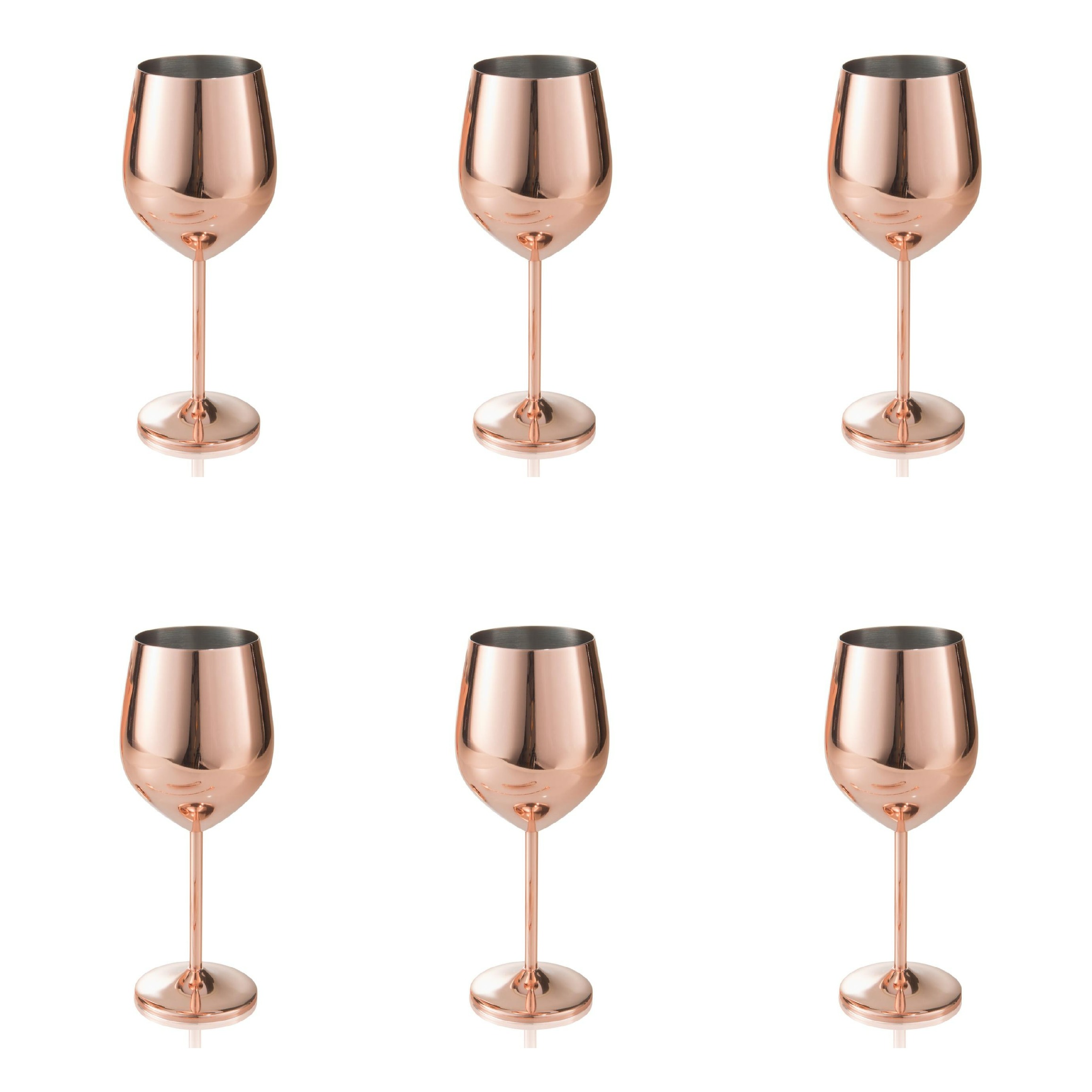 Copper Finish Stemmed Wine Glasses (Set of 6)