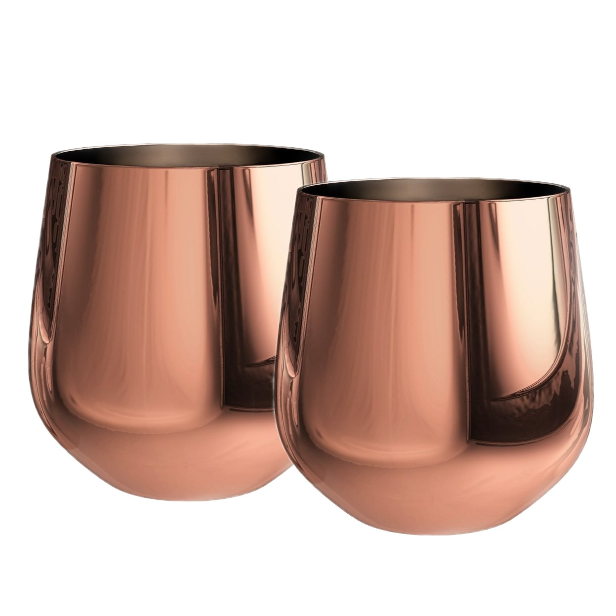 Unbreakable Stainless Steel Copper Plated Drinking Glass (Set of 2 )