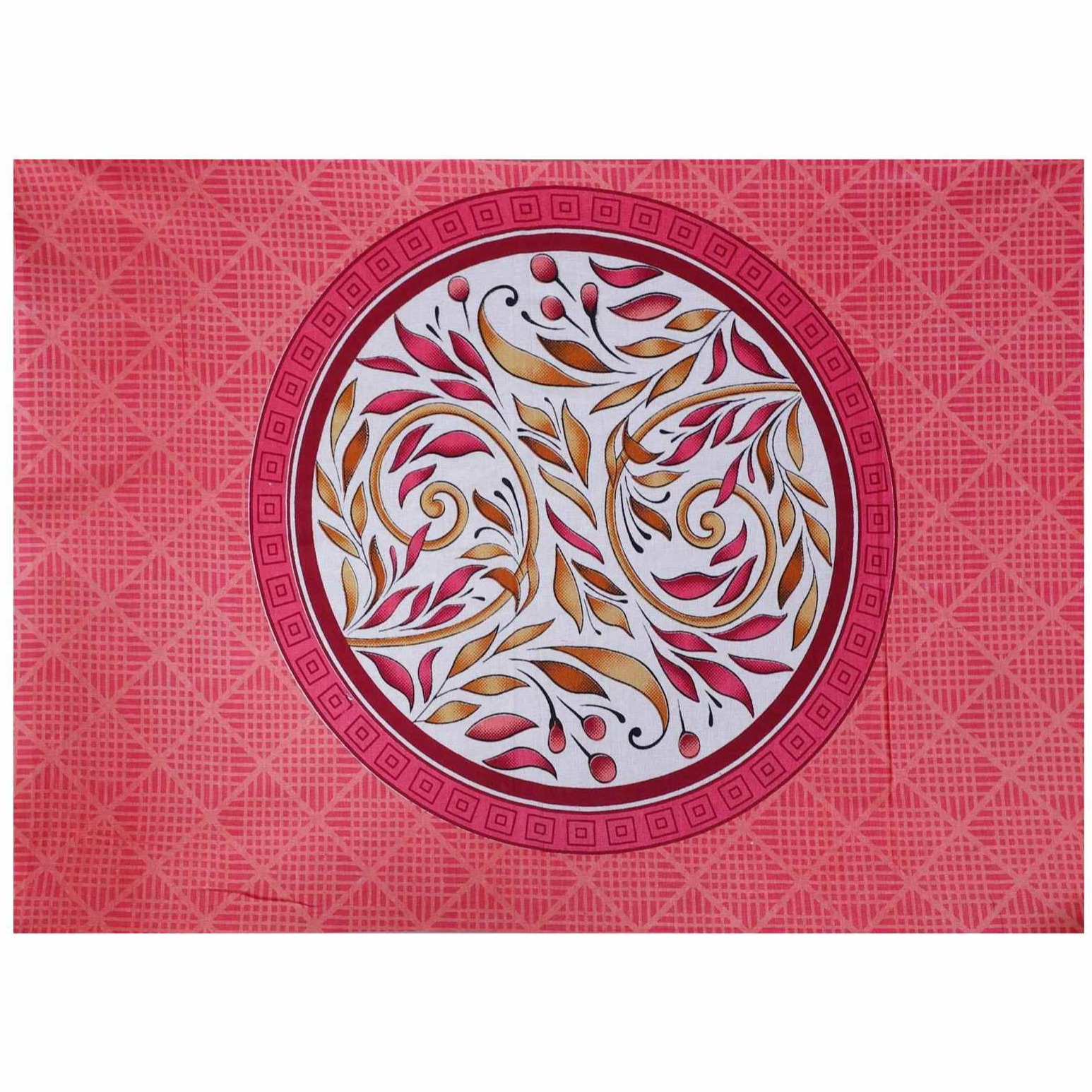 Pure Cotton Double Bedsheet with Pillow Covers Floral Print - Pink - top_view