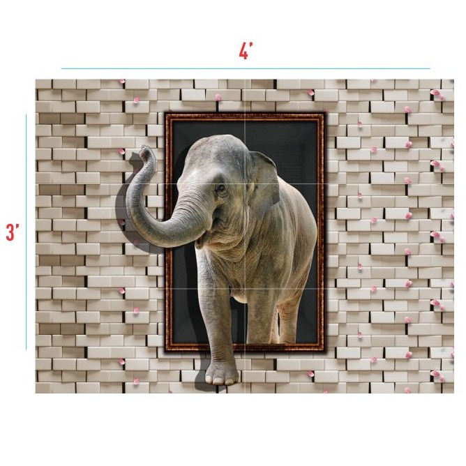 Elephant Mural Ceramic Wall Tile - rear_view