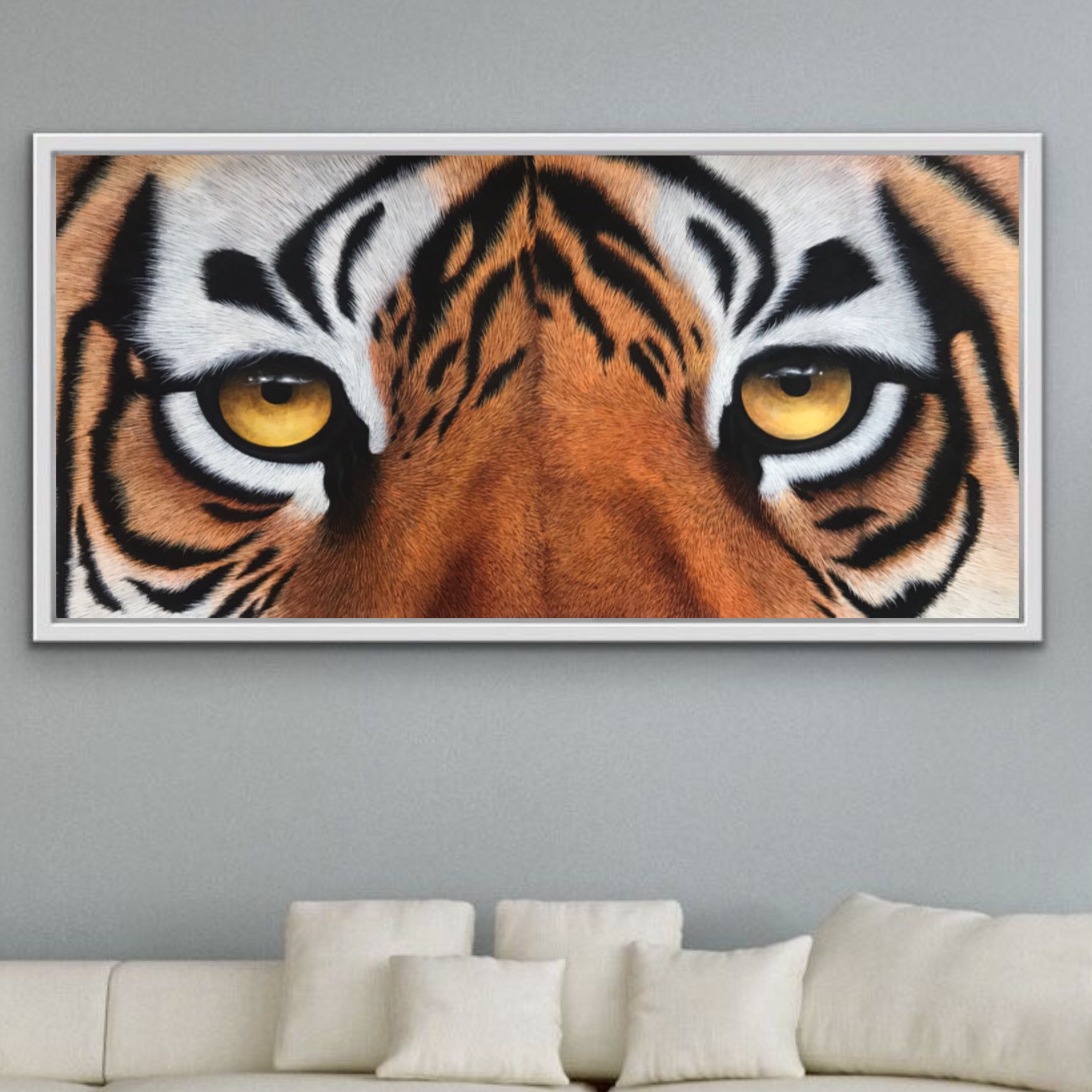 Eyes Of Bengal Tiger Canvas Painting - rear_view
