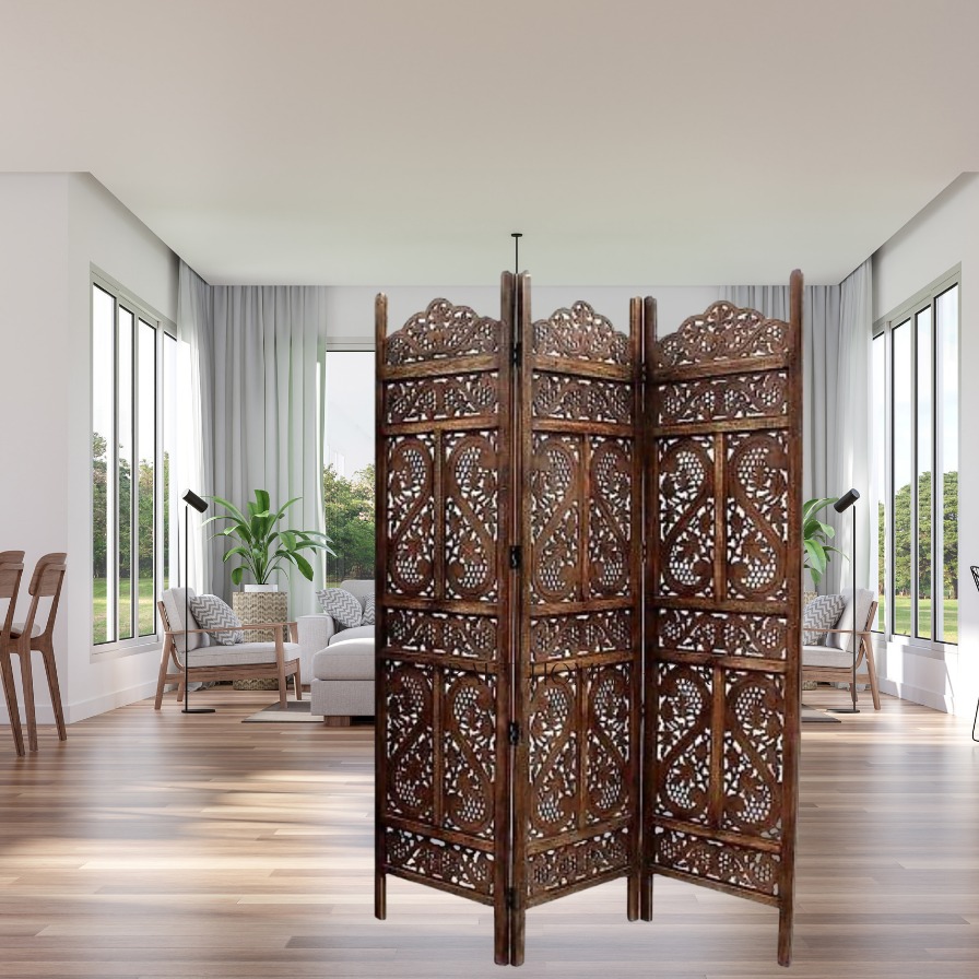 Wooden 3 Panel Partition - front_view