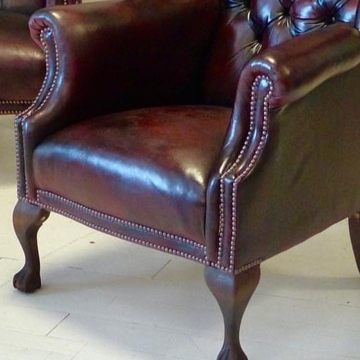 Chelsea Chesterfield Leather Chairs in Maroon
