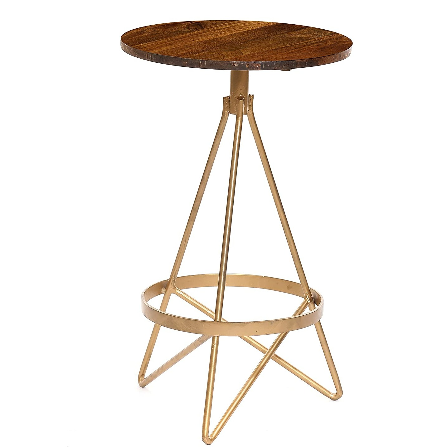 Round Bar Stool (Gold Metal | Chestnut)