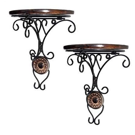 Wrought Iron Shelves Set of 2 Wall Bracket - top_view