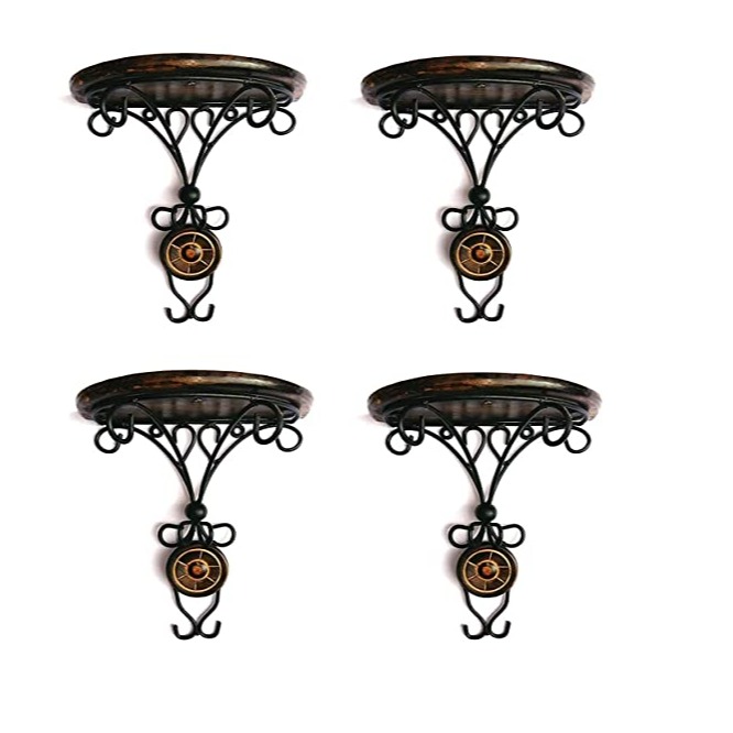 Wrought Iron Shelves Set of 2 Wall Bracket - left_view