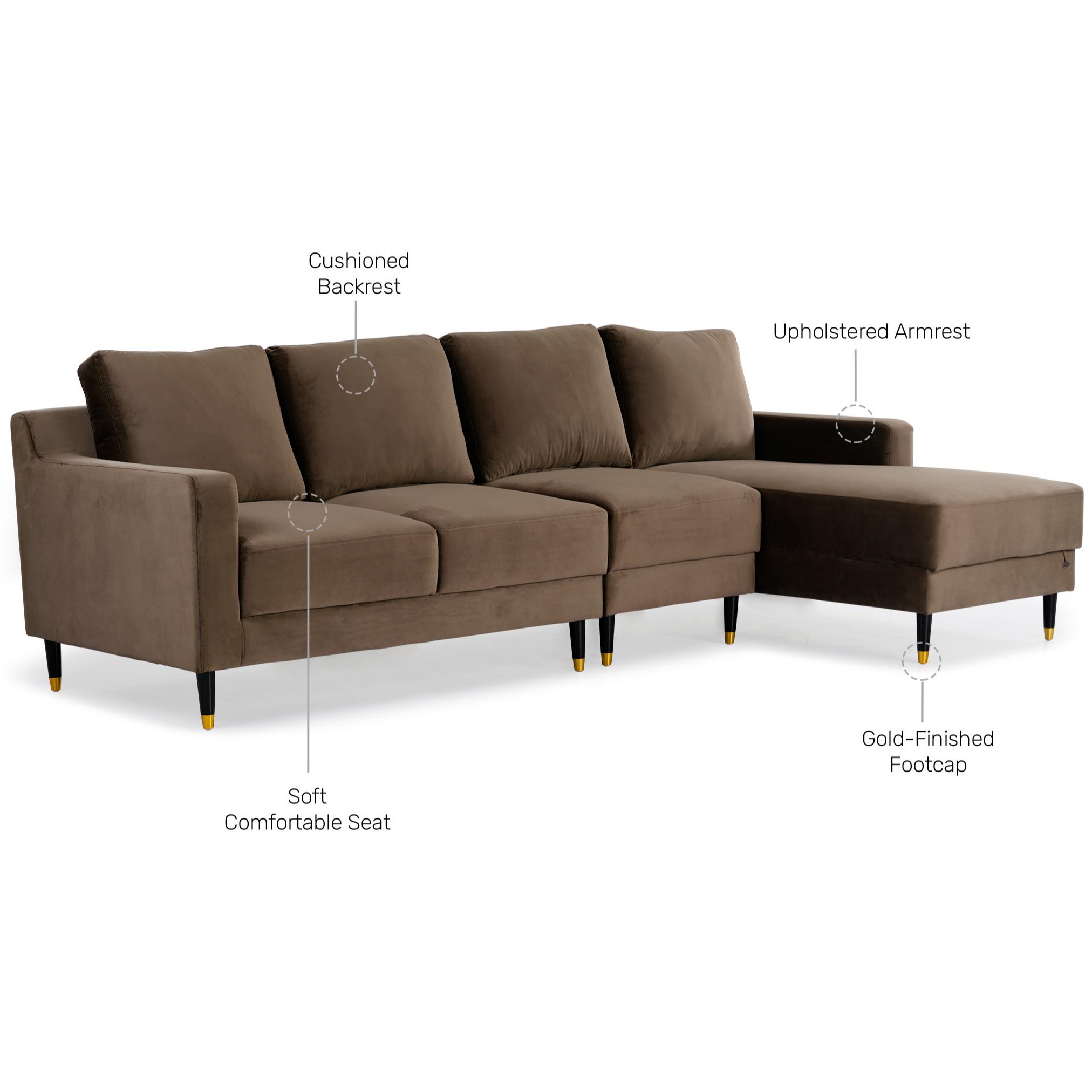 Harlow 5 Seater LHS Sectional Sofa in Coco Colour