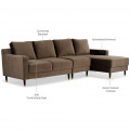 Harlow 5 Seater LHS Sectional Sofa in Coco Colour - rear_view