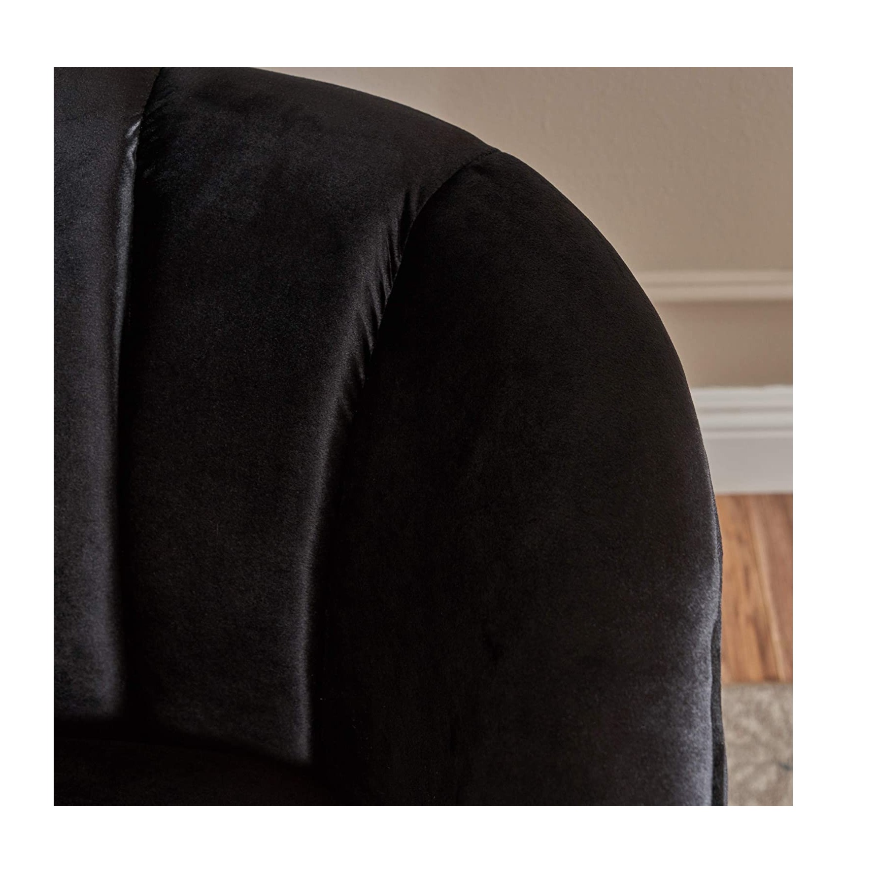 Modern Velvet Club Chair, Black - right_view