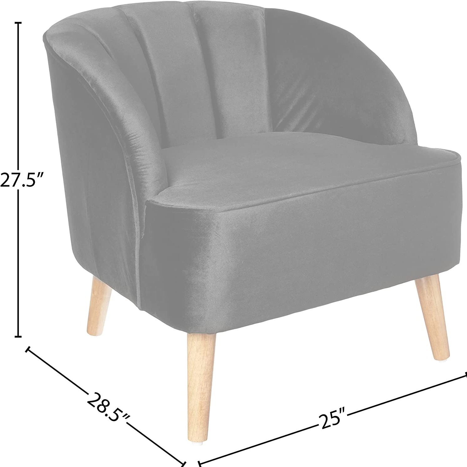 Modern Velvet Club Chair, Black - bottom_view