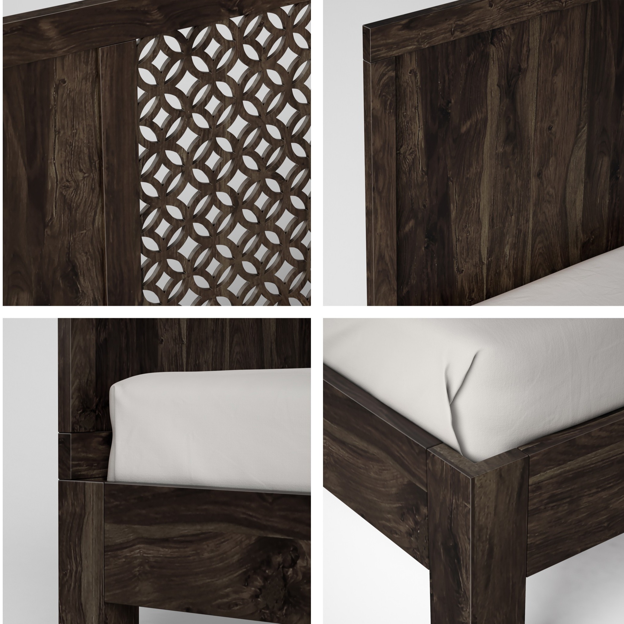 Huron Pure Sheesham Wooden Queen Size Bed