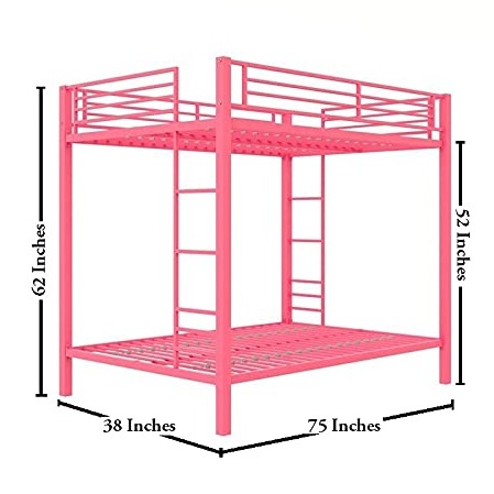 Crater Metal Bunk Bed (Pink) - rear_view