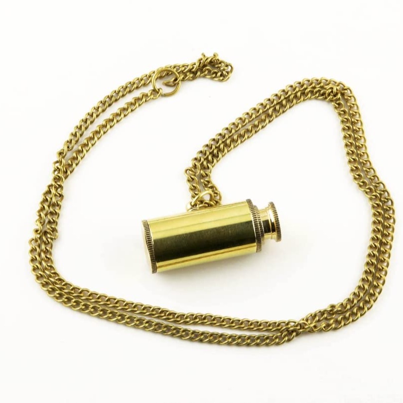 Brass Telescope Necklaces for Birthday, Wedding, Best Man, Home Decor Gift - left_view