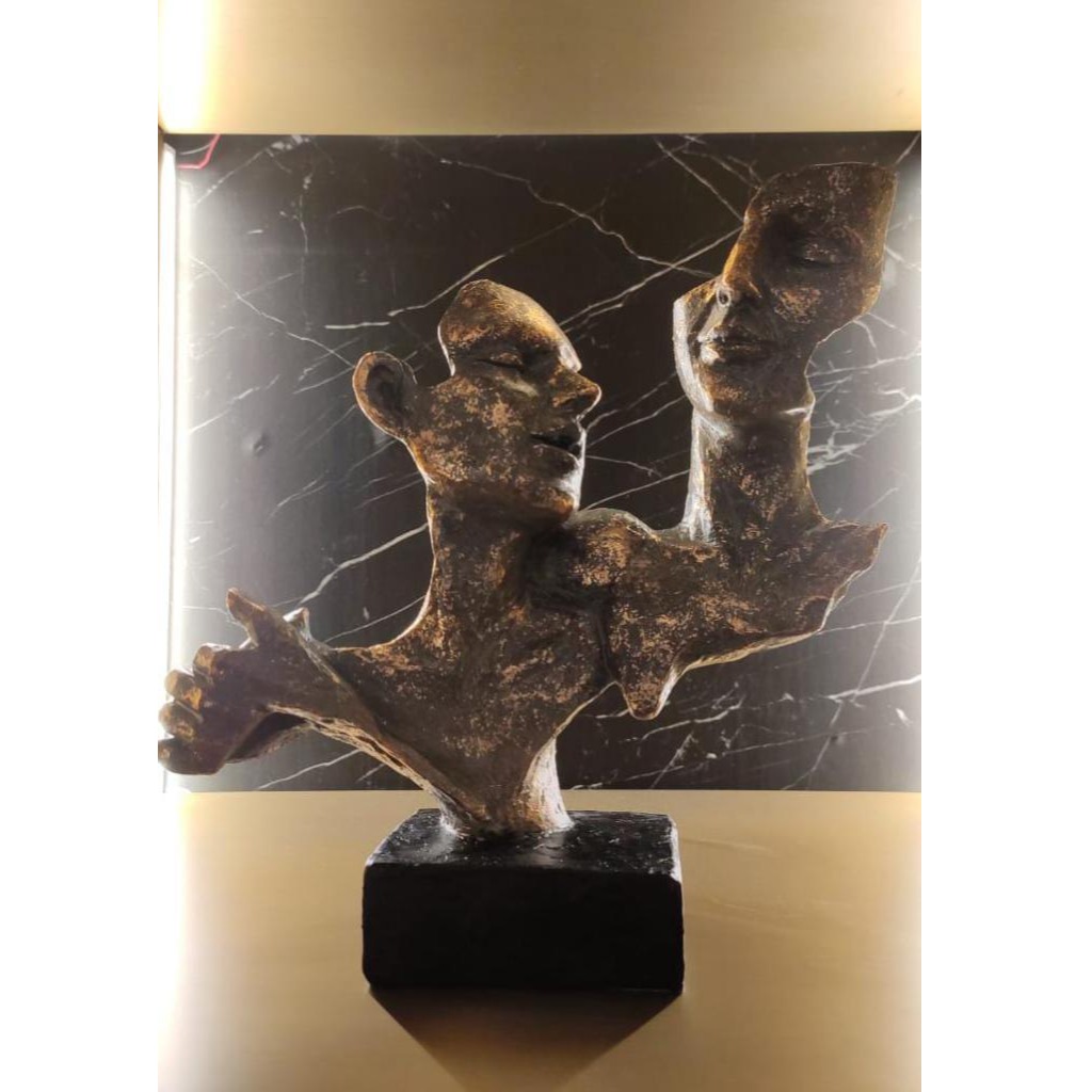 Nordic Dancer Couple Statue / Vintage Lover Sculpture / Handcrafted Abstract Figurine For Interior Design