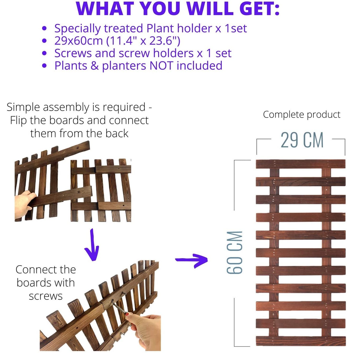 Wooden Hanging Planter 60 CM (Set of 2)