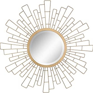 Decorative Antique Gold Geometric Metal Wall Mirror
