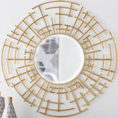 Golden Decorative Round Mirror