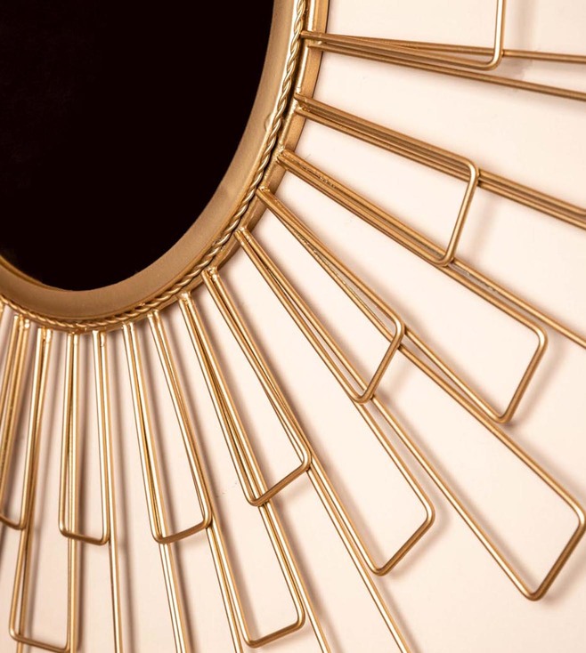 Decorative Antique Gold Geometric Metal Wall Mirror