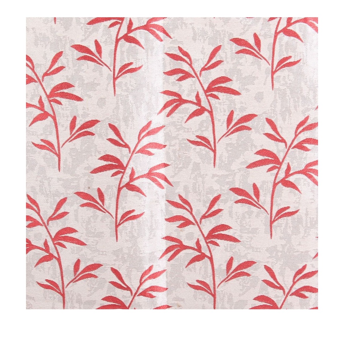 Jacquard Small Leaf Design Long Window Single Curtain -(Red)