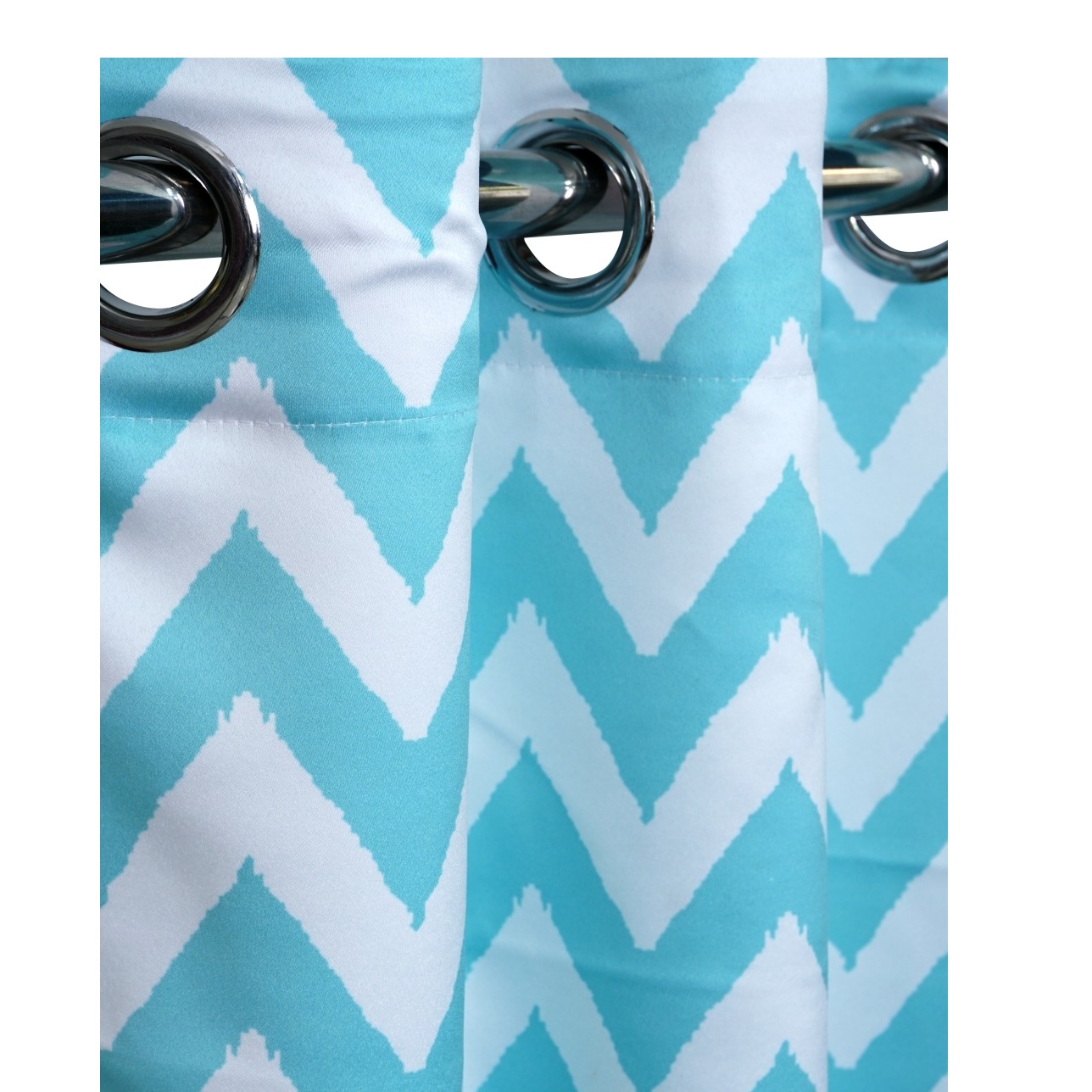 Zig Zag Long Window Single Curtain (Light Blue)
