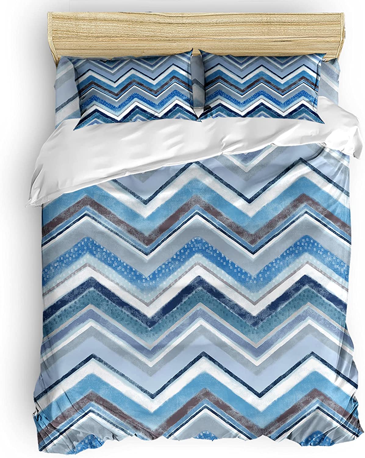 Blue Printed Comforter Set of 4(90X100) Inches