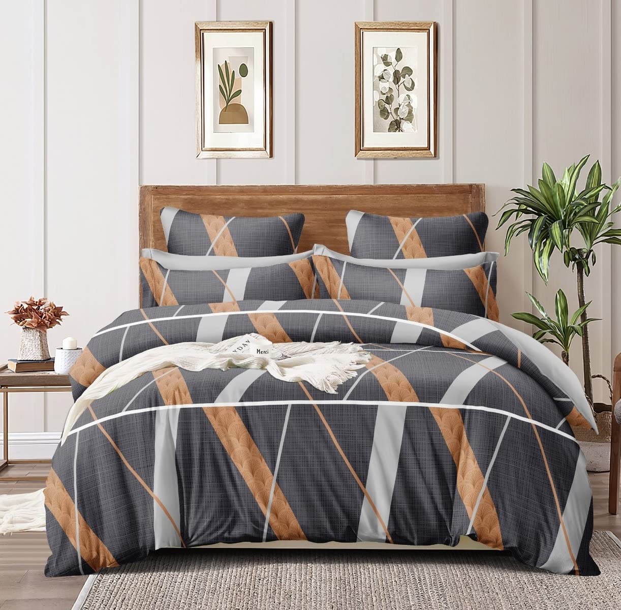 Multicolored Geometrical Comforter Set (Set of 4)  (1 Double Bed sheet, 2 Pillow Covers And 1 Comforter)