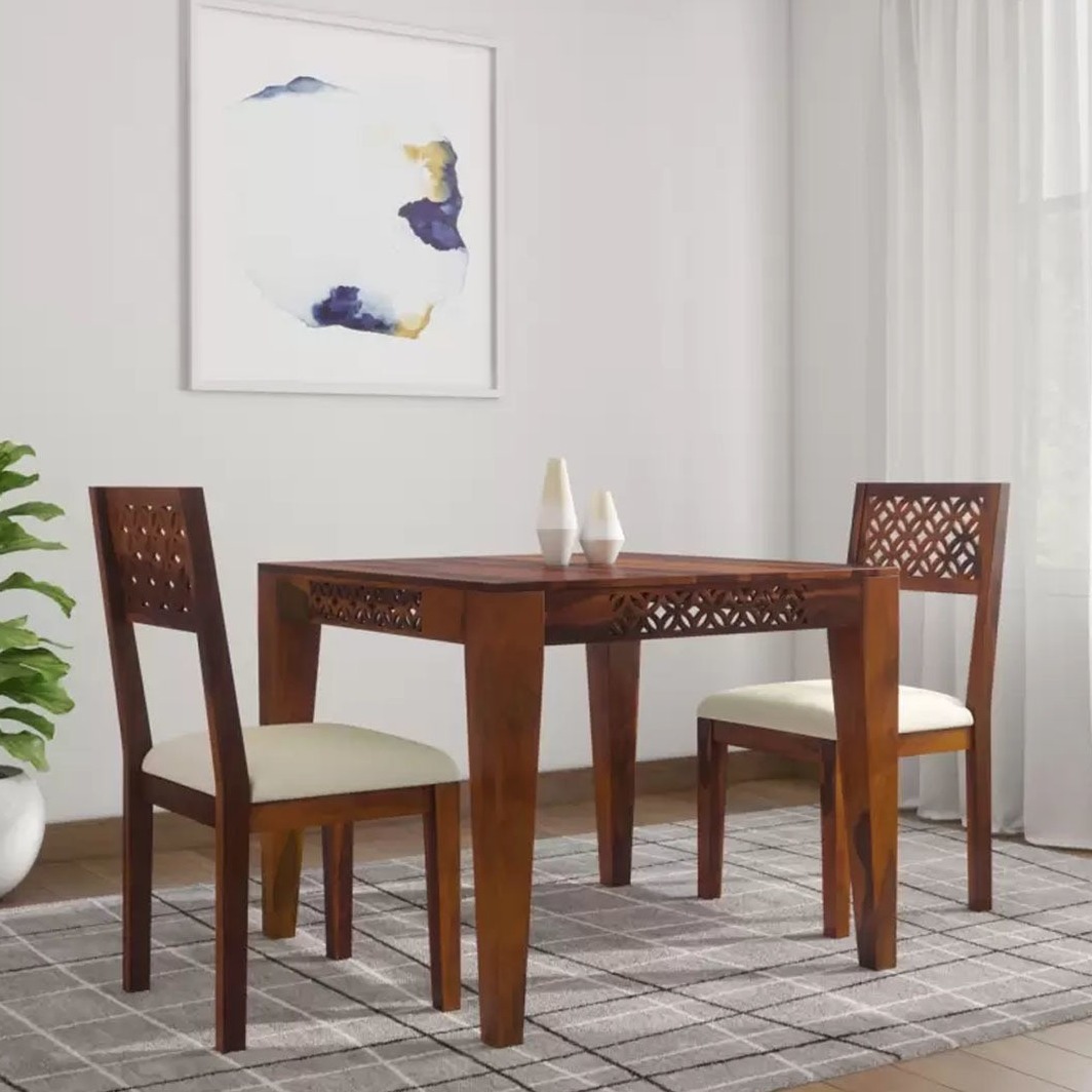 Pure Sheesham Solid Wood 2 Seater Dining Table Set