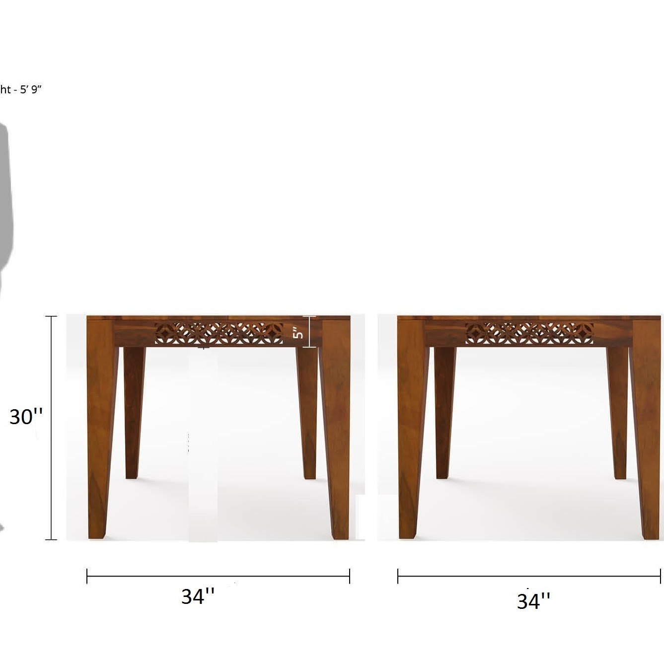 Pure Sheesham Solid Wood 2 Seater Dining Table Set