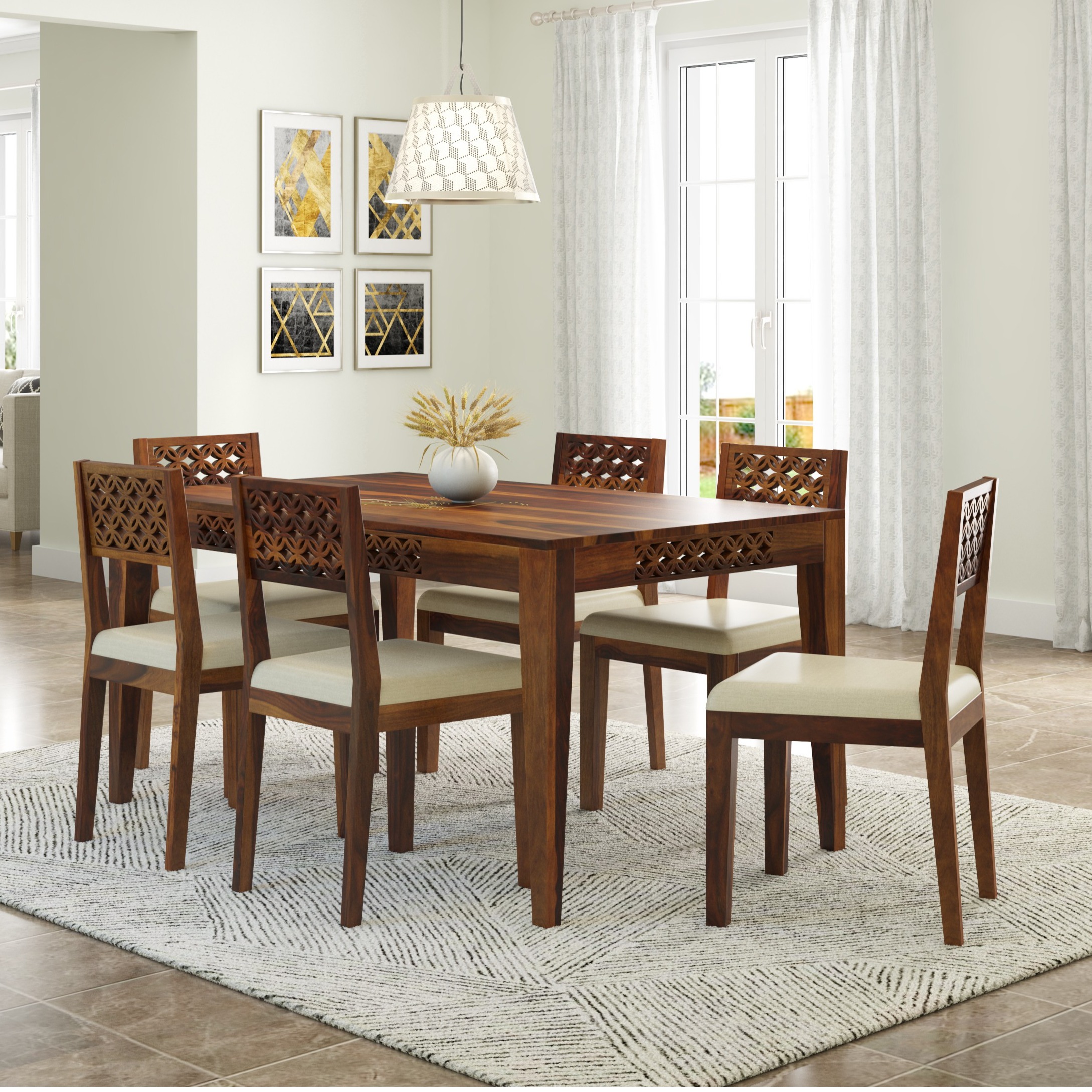 Sheesham Wood 6 Seater Dining Set