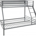 Twin-Over-Full Metal Gray Bunk Bed with Ladder - rear_view