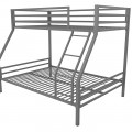 Twin-Over-Full Metal Gray Bunk Bed with Ladder - left_view