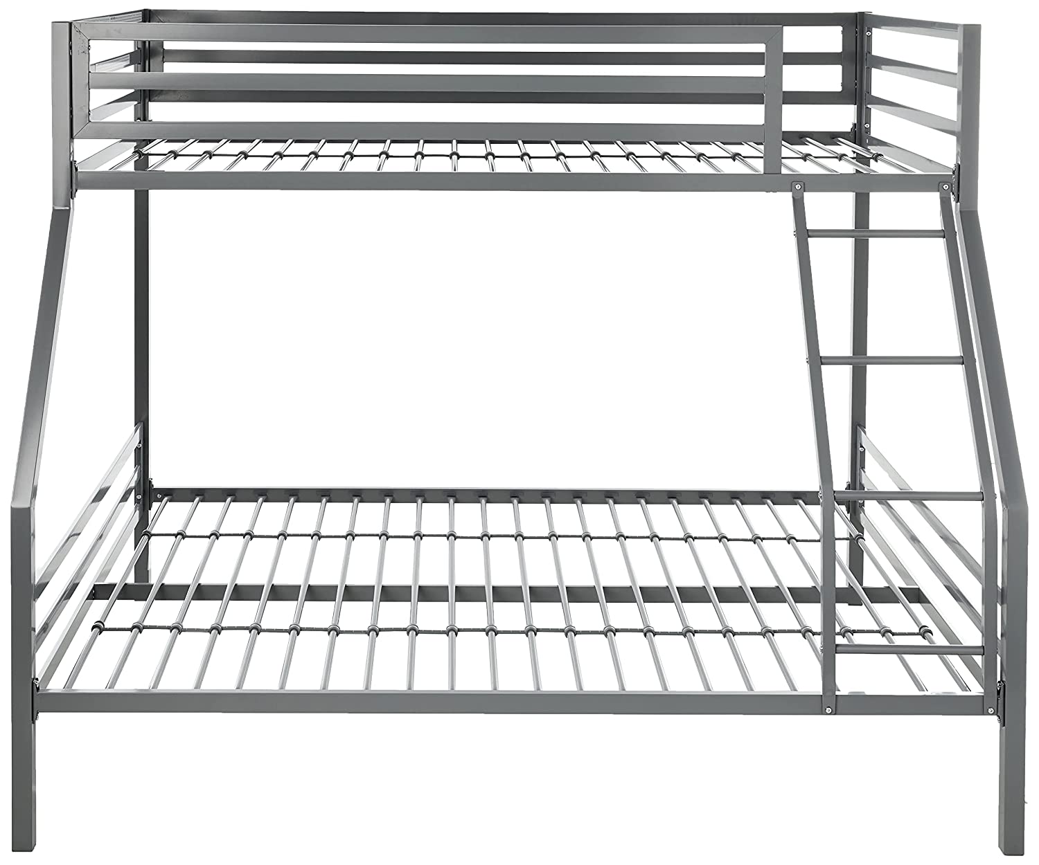 Twin-Over-Full Metal Gray Bunk Bed with Ladder - right_view